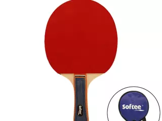 RAQUETA TENIS DE MESA SOFTEE 'P100'  NARANJA/NEGRO TRES ESTRELLAS