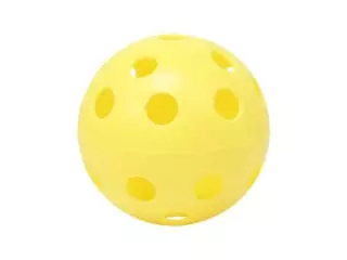 PELOTA HOCKEY/FLOORBALL CON AGUJEROS 70 MM - BLANCO/AMARILLO, 70 MM