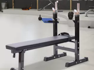Banco de Pesas Plegable Máquina de Musculación Multifunción Negro Cuero y Acero 123.6x56x90-111cm