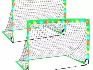 Juego de 2 Porterías de Fútbol para Niños Porterías de Fútbol Plegables con Luz LED 120x90x90 cm Verde