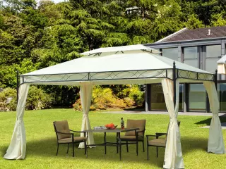 Pérgola tipo Cenador para Jardín o Terraza Color Blanco Acero y Poliéster 3x4m