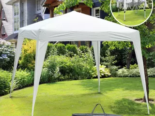 Carpa Cenador Plegable 3x3 m para Exterior para Jardín Camping Fiesta Tienda Eventos - Acero y Oxford - Blanco