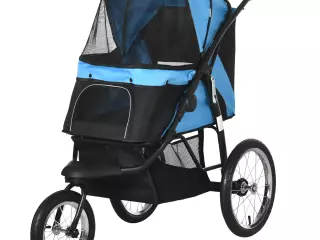 Carrito para Perros Medianos Pequeños con Cesta de Almacenaje Capota Ajustable y Ventana de Malla 111x58x107 cm Azul