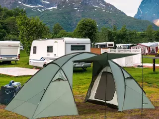 Tienda de Campaña para 4 Personas Impermeable 2000mm Tienda Iglú Familiar Portátil con 2 Puertas para Camping Senderismo Acampada 480x220x190 cm Verde
