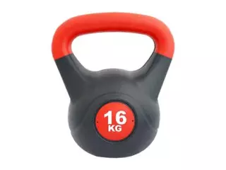 KETTLEBELL PVC - 16 KG, ROJO/NEGRO,PESA RUSA