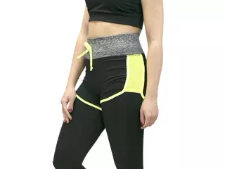 LEGGING + SHORT SOFTEE FIT JANNET - S, NEGRO/AMARILLO FLUOR