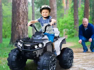 Quad Eléctrico Niño Coche Eléctrico Batería 12V con MP3 Radio Luces Sonidos 103x68x73cm Carga 30kg