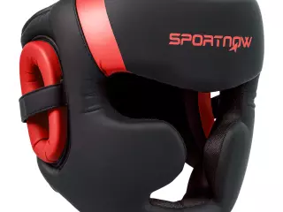 Casco de Boxeo Helmet MMA con Correa Ajustable para Grappling Sparring Artes Marciales Kickboxing Karate Rojo y Negro