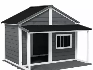 Hundehütte Outdoor-Hundehütte, incl, Terraza, resistente a la intemperie, 124x112x105 cm, Gris + Blanco CASETA DE PERRO