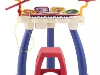 Juego de Piano 2 en 1 con Micrófono Luces 19 Canciones Batería y Volumen Ajustable 74x32,2x71cm Multicolor