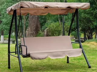 Columpio Balancín Jardín 3 Plazas Convertible en Cama Techo Parasol Ajustable Cojín Almohada Aire libre 200x125x170cm Carga máx.300kg PREGUNTAR STOCK