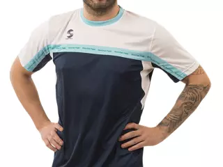 CAMISETA PADEL SOFTEE CLUB NIÑO - 8/10, MARINO/BLANCO/CELESTE#