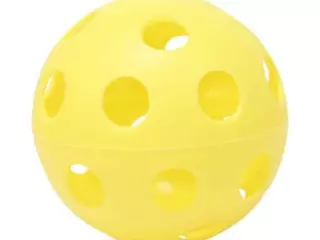 PELOTA HOCKEY/FLOORBALL CON AGUJEROS 100 MM - BLANCO/AMARILLO, 100MM LOTE 5 UNIDADES