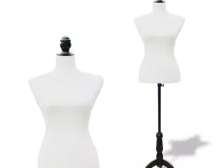 Maniquí de Costura Femenino Maniquí de Costura Ajustable a 130-168 cm con Trípode de Madera para Fotografía de Moda Exposición de Prendas Blanco