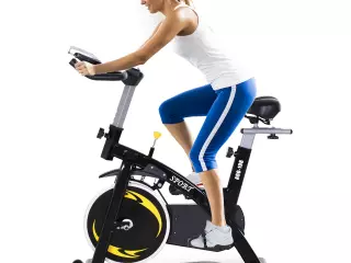 Bicicleta Estática de Spinning Profesional Bicicleta Fitness con Pantalla LCD Asiento Resistencia Ajustable 47x120x104.5-117cm