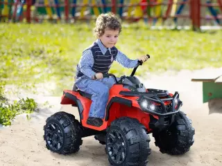 Quad Eléctrico Infantil Coche Eléctrico para +3 Años Cuatrimoto Batería 12V con Luces y Sonido 103x68x73cm Rojo
