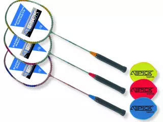 Raqueta badminton acero/alum Mod."ATIPICK 012" con funda. surtidas azul. verde. rojo