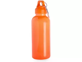 Bidón plástico 600 ml con mosquetón. naranja