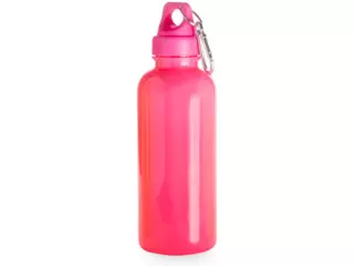 Bidón plástico 600 ml con mosquetón. rosa