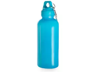 Bidón plástico 600 ml con mosquetón. azul