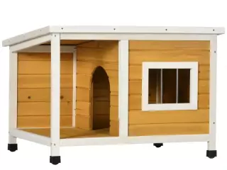 Caseta para Perros de Madera Casa para Mascotas Refugio para Perros con Techo Asfáltico 85,5x62x60 cm Natural