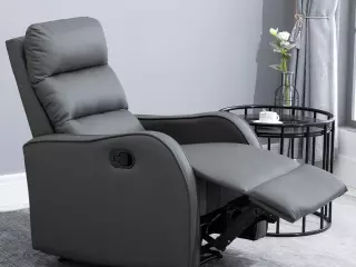 Sillón Relax con Reclinación Manual hasta 160°con Reposapiés Retráctil Esponja de Densidad Tapizado en PU 65x89x100cm
