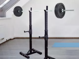 Soporte Estante Ajustable SQUAT RACK para Barra y Pesas Carga Max 150 kg Negro 52 x 80 x 105 - 163 cm