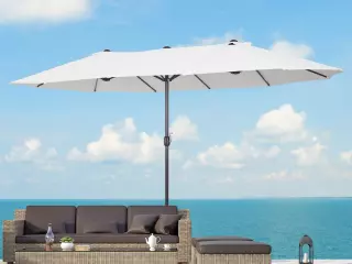 Sombrilla Parasol Doble para Jardín Sombrilla Gigante de para Playa Carpas Toldos de Terraza Tela de Poliéster Protección Solar UV 4.6x2.7x2.4m Crema