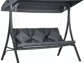 Balancín para Exterior Columpio de Jardín de 3 Plazas con Toldo Ajustable y Cojines Decorativos 202x115x168 cm Gris