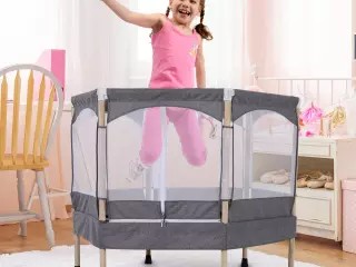 Trampolín Infantil Cama Elástica para Niños de 3-12 Años Jardín Traspatio con Red de Seguridad Carga 50kg 126x109x98cm Gris