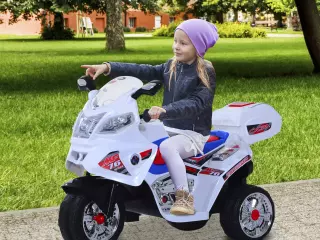 Moto Eléctrica Infantil Coche Triciclo Niño Moto de Juguete Batería 6V Niños mayores de 3 años con Caja de Almacenamiento Metal 112x51x73cm