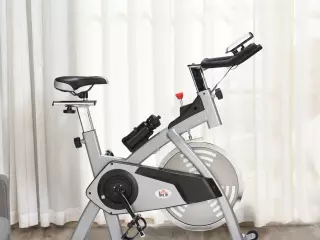 Bicicleta Estática de Ejercicios con Manillar Sillín Resistencia Ajustables Pantalla LCD Pulsómetro 96x50x107 cm Carga 110 kg Plata