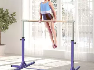 Barra de Gimnasia para Niños +3 Años Barra de Entrenamiento Altura Ajustable 92-150 cm Carga 75 kg 194x121x150cm Violeta