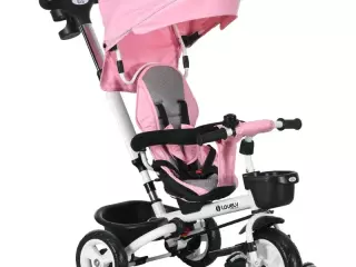 Triciclo Infantil 6 en 1 con Mango de Empuje, Toldo, Cinturón, Cesta, 18+ Meses, Rosa