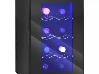 Vinoteca 8 Botellas con Doble Refrigeración Termoeléctrica Temperatura Ajustable 8-18? Puerta de Vidrio Negro