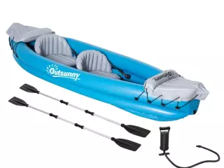 Kayak Hinchable para 2 Personas Kayak Inflable Individual de PVC con 2 Asientos 2 Remos Bomba y Kit de Reparación 330x105x50 cm Azul