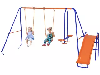 Columpio Infantil 4 en 1 Columpio para Niños con 2 Columpios Individuales 1 Columpio del Planeador 1 Tobogán Multicolor