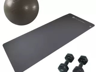 Pack de colchoneta fitness, fitball y mancuernas de 3kg
