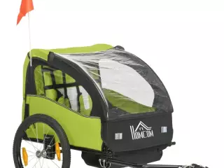 Remolque de Bicicleta para Niños +18 Meses con Cinturón de Seguridad Sistema de Amortiguador 140x88x90 cm Verde varga 40 kg