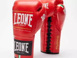 GN102L Guantes de Boxeo Leone 1947 “Shock plus” blanco/negro CON CORDON