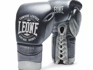GN116L Guantes de Boxeo Leone 1947 “Authentic 2” gris/BLANCO MARFIL CON CORDON