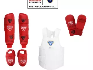 PACK GUANTILLAS + ESPINILLERAS PUNOK COLOR ROJO + PETO
