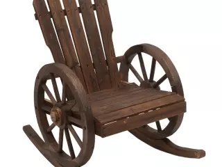 Mecedora Rústica de Madera Maciza para Exteriores Sillón Balancín de Terraza o Jardín 88x68x97 cm Color Madera Envejecida