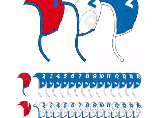 JUEGO GORROS WATERPOLO (28 UNID.)                                                  12 AZUL/12 BLANCO/4 ROJO