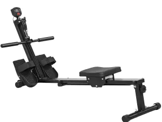 Máquina de remo, máquina para sit-ups, ajustable en 12 niveles, equipo cardiovascular 2 en 1, pantalla LCD, acero, plástico, negro