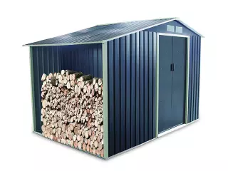Caseta Metálica Gardiun Toronto Con Leñero 3,53 m² Exterior 127x278x195 cm Acero Galvanizado Gris Antracita - KIS12971