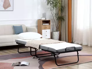 Cama Plegable 200x75x42,5 cm Cama de Camping Portátil con Colchón Individual Ruedas y Frenos Carga 150 kg para Dormitorio Salón Oficina Blanco