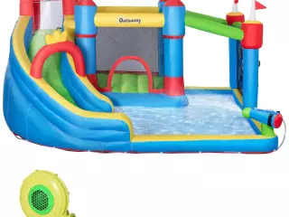 Castillo Inflable Infantil con Tobogán Cama de Salto Piscina Muro de Escalada Inflador 390x300x197 cm Multicolor