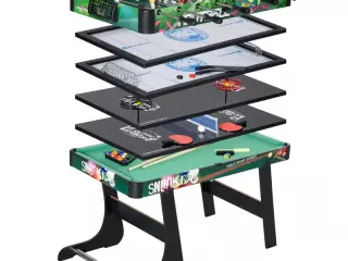 Mesa Multijuegos para Niños de +7 Años 6 en 1 Plegable Billar Futbolín Ping-Pong 118x104x71 cm Multicolor