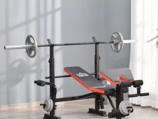 Banco de Pesas Multifuncional Banco de Musculación con Respaldo Ajustable Soporte de Barras para Fitness Entrenamiento Completo 105x150x112 cm Negro